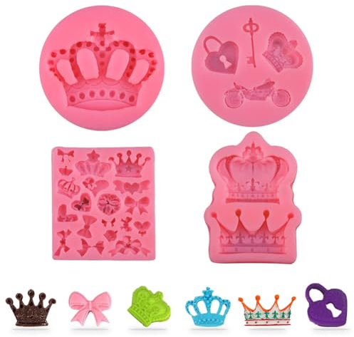 ZOOMPIL 3D Crown Silikonform, DIY Krone Mold, Crown Fondant Mold, Silikon Backform Kuchenform Für Machen Süßigkeiten, Kuchen Dekorieren Backenwerkzeuge, 4 pcs