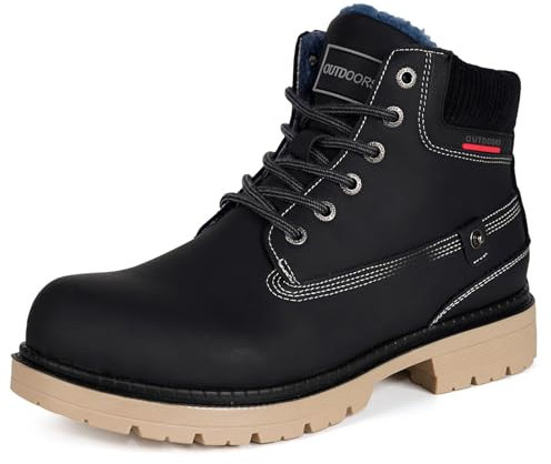 Stivali Uomo Scarpe da Inverno Caldi Stivali da Neve Impermeabili,Nero D 45EU