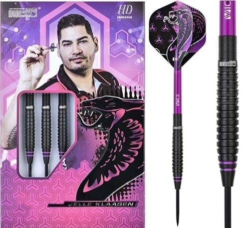 ONE80 Steel Dart Jelle Klaasen The Cobra HD 80% Tungsten Steeltip Dart Steeldart Hochwertiger Tungsten Dart Dartpfeile Set mit Schäften und Flights (23 Gramm)