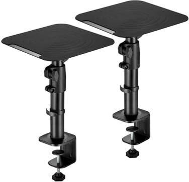 Tischhalterung Universelle Lautsprecher Tischhalterung, Neigbar +/-15° mit Einer Belastung bis zu 15 kg, schwarz, 2 Ständer für Lautsprecherboxen