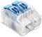 SIMET Verbindungs-Klemmen mit Hebel für Draht (0,2...4 mm²), 2 - Leiter, Packung mit 10 Stück, Farbe transparent/blau, Schnellverschluss zum Öffnen, zum Anschluss von elektrischen Leitern