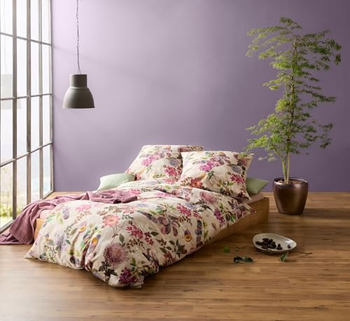 fleuresse Mako-Satin Bettwäsche 135x200 Flieder Pflaumen Blumen Wende 114433-9