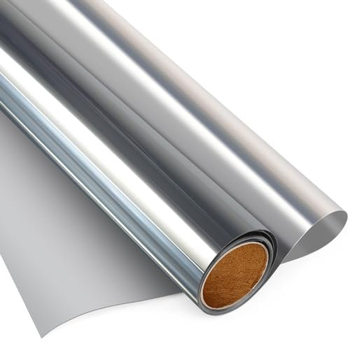 Agmovoue One Way Window Privacy Film, Reflective Sun Blocking Heat Control Window UV Film, Mirror Anti Glare Self Adhesive Window Tint for Home and Office, Sliver, 90 * 200CM