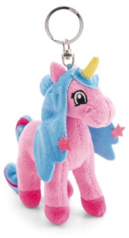 NICI 49962 Schlüsselanhänger Lissy Pony Einhorn Roxy 10cm rosa-Plüsch-Begleiter Kuscheltieranhänger mit Schlüsselring für Schlüsselband, Schlüsselbund & Schlüsselhalter, pink-türkis