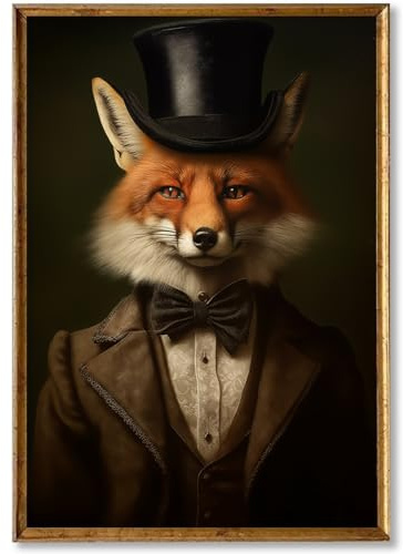 Lauximart Vintage Fox Portrait Art Aristokratische Renaissance Poster Klassische Tiere 40,6 x 61 cm ohne Rahmen