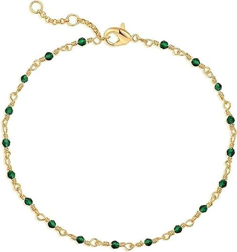 Jenosy 14K Vergoldet Gold Perle Armband Damen Gold Handmade Smaragd Zirkon Perle Armband für Frauen Mädchen Schmuck