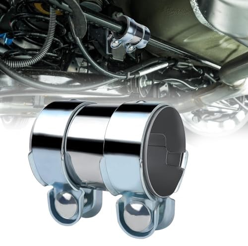 LPZMPZ Doppio Morsetto Ø 55 mm/L: 95 mm Doppia Fascetta Morsetti a Fascia per Tubo di Scarico Connettore in Acciaio Inossidabile Regolabile per Moto Auto con Doppio Morsett Manicotto