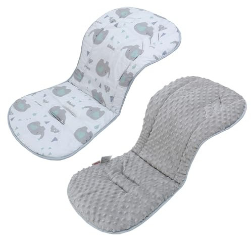 LAT Sitzauflagen für Kinderwagen, Doppelseitige Universal Kinderwagen Einlage für Babyschale Buggy Autositz, Weich & Atmungsaktiv Sitzeinlage für Kinderwagen für Babys & Kleinkinder (Elefant)