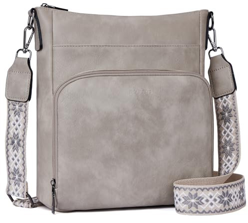 Roulens Umhängetaschen für Damen, Weiches Veganes Leder Mittelgroße Crossbody Bags, Schulterhandtasche mit Reißverschluss Geldbörsenfach auf der Vorderseite