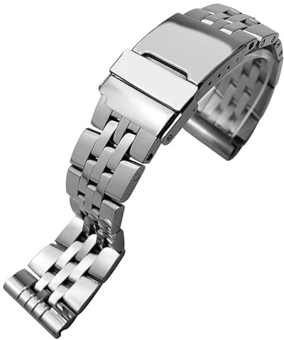 FFHAO Uhrenarmband aus Edelstahl, 20 mm, 22 mm, 24 mm, massives Armband, geeignet für Breitling Superocean Heritage, glänzendes Silberarmband