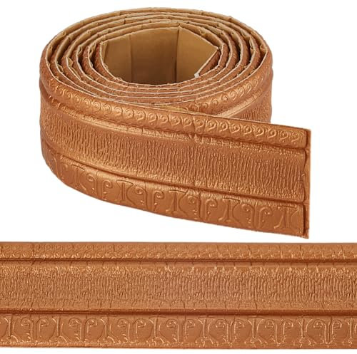 CRASPIRE 2.3mx8cm Peel and Stick Wallpaper Border Bronze Crown Molding Self Adhesive Flexible Baseboard Trim Mirror Sticky Wall Edging Base Lines Foam for Hotel Home Bedroom Bathroom DIY Decor