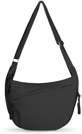 Prizmxed Crossbody Bag Damen Groß,Moon Bag Damen,Großes Fassungsvermögen, Verstellbare Schultergurte, Einfaches und Vielseitiges Design (Schwarz Cord)