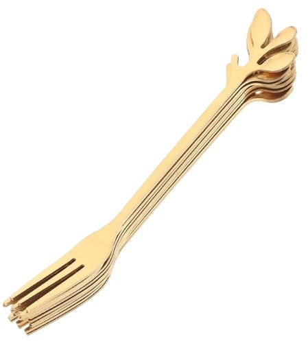 ABOOFAN Lot De 10 Petites Fourchettes Dorées En Acier Inoxydable Forme Feuille, Mini Fourchettes à Dessert Et Fruit, Pour Apéritifs, Pique-niques Et Dégustations