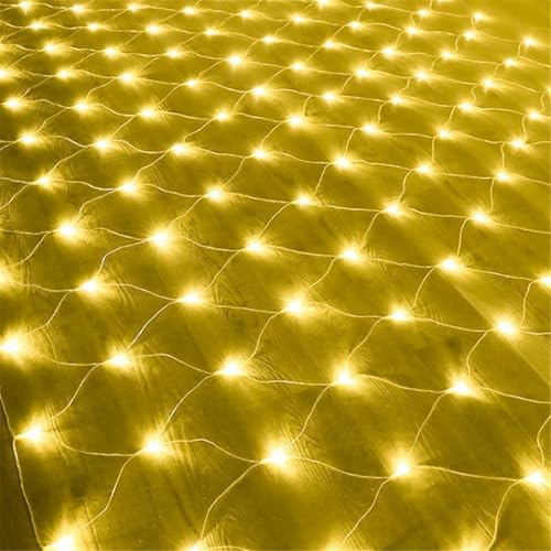 HADAVAKA Large Net Fairy String Lights, Led Fischernetz Licht, Mit 8 Lichtmodi, Mit Schwanz Stecker Kann In Reihe Geschaltet Werden, Für Bushe Zaun Wand/Weihnachtsbaum/Garten (Warm, 2 * 2M)
