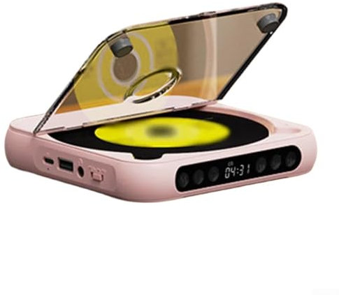 Kompatibler CD-Player mit LCD-Display und langlebigem Akku, perfekt für Musikliebhaber (Rosa)