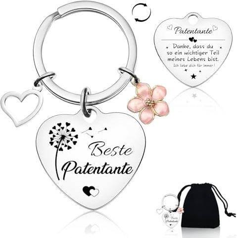 BOYATONG Patentante Geschenk, Personalisierte Geschenk Patentante Weihnachten, Beste Patentante Geschenk, Patentante Schlüsselanhänger, Kleine Weihnachtsgeschenke Patentante