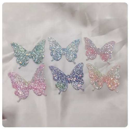 AMateschitz Pailletten Schmetterling Patches Stickerei Schmetterling Applikation Glitzer Flicken Dekorative Stoffaufkleber Aufnäher Bügelflicken für T-Shirt Jeans Kleidung Taschen Mischfarbe 12 Stück