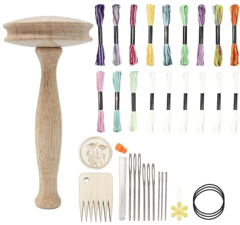 Stopfpilz Holz Set, Stopfset Zum Nähen, Stopfpilz Nähwerkzeug Mit Stretch-Halter Zum Stopfen Von Löchern In Socken, Wolle, Kleidung, Pullovern Und Mützen, Reparatur-Werkzeug Mit Nadeln