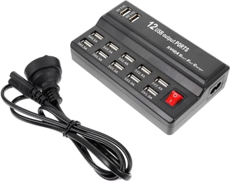 Alipis Estación de Carga USB Inteligente Puertos con Protección Múltiple y Adaptador EU para Móviles y Tablets Base Enchufes Múltiples Segura