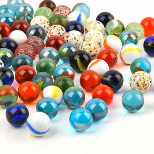 BOPHIS 80 Stück Glasmurmeln 16mm Bunte Murmeln Mischfarben Murmeln Glas Mischfarben Marbles (Katzenauge, Klassisch, Einfarbig, Sesam-Edition), Perfekt für Deko & DIY-Projekte