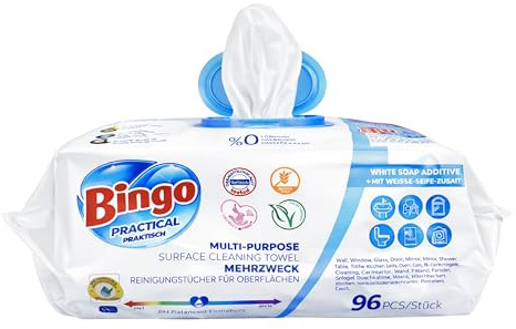 Bingo 1x Reinigungs Streifenfrei Oberflächenreinigungstücher Staubreiniger Kraftvolle Markenqualität Glas & Oberflächen – Schnell trocknend Tischtücher, Farbe: Lavendel, (1, Blau)