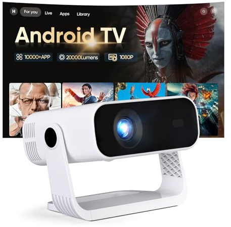 Videoprojecteur Intelligent Applications Intégrées Rétroprojecteur 1080P Natif Supporte 4K WiFi 6 Bluetooth 5.2 240 ANSI Correction Trapézoïdale Automatique Focus Électronique pour Android iOS HDMI