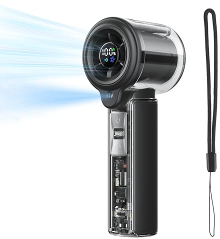 COKUNST Handventilator mit Wasser, 3000mAh USB akku aufladbar tragbarer | Mini Turbo Ventilator mit einstellbarer 1–100 Stufen, LED Display, 16000RPM, Ideal für Reisen, Outdoor, Gesichts, Wimpern