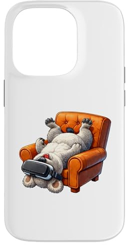 Hülle für iPhone 14 Pro Lustige VR-Gaming-Kunst mit flauschigem Hund