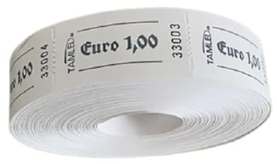TAMLED Bonrolle Euro 1,00 weiß 1 Rolle mit 1000 perforierten Abrissen fortlaufend nummeriert Gastromarken Festival Getränke Verpflegung Events Firmenveranstaltung Volksfest Vereinsfest Wertmarke