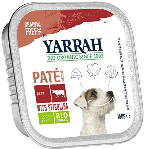Yarrah Pate Rind Spirulina 150g Bio Hundefutter, 12er Pack (12 x 0.15 kg)