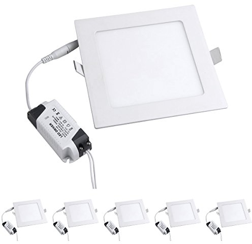 modoao 5 Pack LED Panel Light Lampe, Ultrathin quadratisch LED Einbaustrahler Einbauleuchte Panel Decken Beleuchtung mit LED-Treiber, AC85–265 V, warm weiß Cool weiß 9.00 W