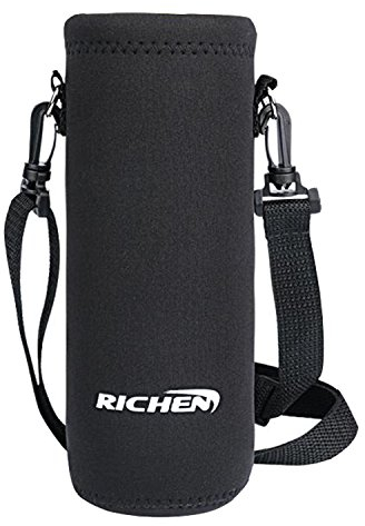 RICHEN Neopren-Wasserflaschen-Tragetasche mit verstellbarem Schultergurt, isoliert für 907.2 g Flaschen (Schwarz, 1000 ml)
