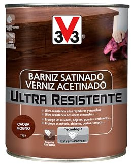 V33 BARNIZ INTERIOR ULTRA RESISTENTE SATINADO CAOBA 0,75L