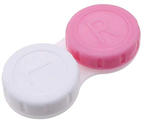 Kontaktlinsen Aufbewahrungsbox bzw Behälter - Reise Travel Linsen Case Stick weiche Aufbewahrung rausnehmen flüßigkeit Set Farben Blau Grün Auge schweinchen in für Alltag stabil (Rosa - 1x)