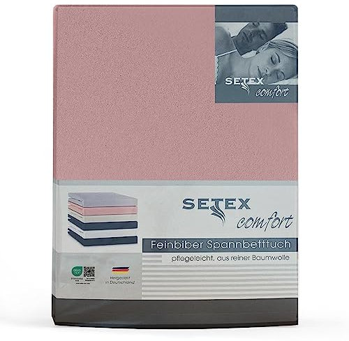 Setex - Feinbiber Bettlaken mit Gummizug kuschelig weich - Biber Spannbettlaken aus 100% Baumwolle mit rundum Spanngummi - Bettwäsche ganzjährig - Betttuch 200x200 cm Altrosa