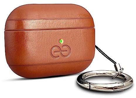 Dreem Om AirPods Pro 2 Case Cover for Women & Men/Apple 2nd Generation, Protective One-Piece Hard Shell, Luxury Vegan Leather AirPod Pro Case with Separate Clip [Caramel]