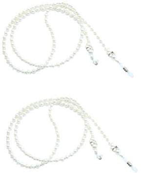 EXCEART Lot de 2 Chaînes de Lunettes Blanches Anti-dérapantes en Métal et Plastique, Accessoires Élégants pour Lunettes, pour Femmes et Famille