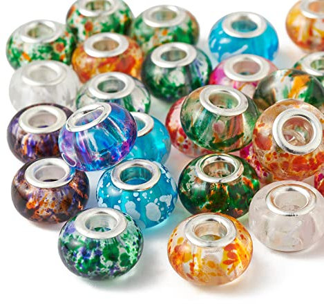 Ur Urlifehall Lot de 100 perles européennes en résine à grand trou pour fabrication de bijoux Assortiment de couleurs aléatoire