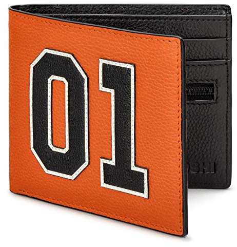 Race Car Livery #01 b枚rse Herren Leder von Yoshi Echtes Orange & Schwarz Leder b枚rse RFID Blocking Wallet Slim Wallet f眉r M盲nner