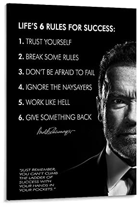 Arnold Schwarzeneggers 6 Rules for Success Grußkarte, Leinwandkunst, Poster und Wandkunst, Bild, Druck, moderne Familie, Schlafzimmer, Dekoration, Poster, 30 x 45 cm
