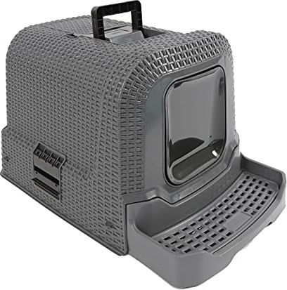 Dehner Premium Katzentoilette Jolie, inkl. abnehmbarer Haube, ca. 69 x 42 x 41 cm, grau