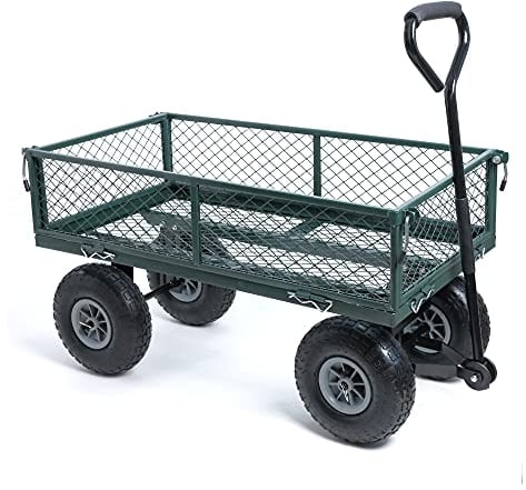 wuuhoo® Bollerwagen Elton mit längenverstellbarer Deichsel, Gartenwagen mit Luftreifen, Gitterwagen aus Stahl pulverbeschichtet, Transportkarre bis 350kg