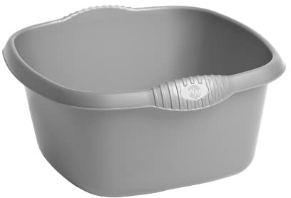 M1SS 32cm Plastic Square Washing Up Bowl Sink Tidy Basin Mixing Kitchen Caddy 9L Litre Serving Bowls (Soft Grey)
