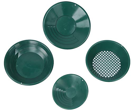 Gold Pfannen Set , Bergbau Goldpfanne , 4 Stück , mit kleiner/mittlerer Goldpfanne für Columbite für Alluvial Goldabbau für alluvial mineralischen Bergbau