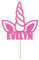 Personalised Unicorn Horn Glitter Cake Topper- Light Pink Any Custom Name Glitter Cake Decoration and Sprinkles - Happy Birthday Decorations - Personalised Toppers for Cakes by Cakeshop