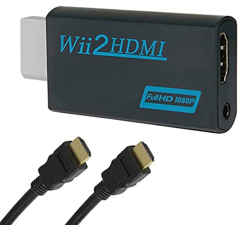 Wii to HDMI Converter, Wii to HDMI Adapter, Wii to HDMI 1080P 720P 60hz Connector Output Video & 3.5mm Audio - Support Games TV Projector All Wii Display Modes - Black