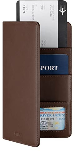 VULKIT Porta Passaporto Portafoglio da Viaggio, Porta Passaporto in Pelle Organizer per Documenti di Viaggio con Blocco RFID per Donne e Uomini
