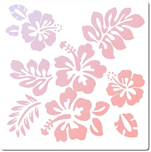 GORGECRAFT Große Hibiskus-Blumen-Schablonen 12x12 Zoll Wiederverwendbar Hawaiianische Blumen-Schablone Schilder Heimwanddekoration Zum Malen Auf Holz Wand Scrapbook Karte Boden Fliesenzeichnung