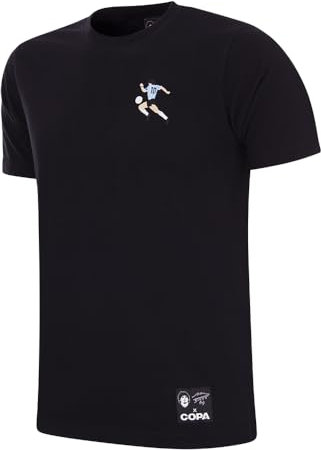 COPA Football - T-Shirt Herren Fußball - Maradona Argentinien Embroidery - Schwarz - 100% Baumwolle - Größe S