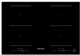 Respekta Rahmenloses Induktionskochfeld autark / Einbaukochfeld induktiv mit 4 Platten / 9 Leistungsstufen / Touch Control / Timer / Kindersicherung / 77 cm / in schwarz / KM 8800IF-28